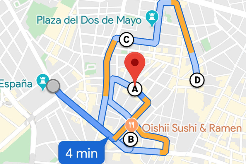 Detalle de la ruta de acceso al parking de la Masía
